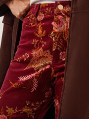 Monsoon Red Yasmina Floral Corduroy Flare Trousers - Image 3 of 5