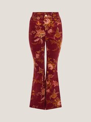 Monsoon Red Yasmina Floral Corduroy Flare Trousers - Image 5 of 5