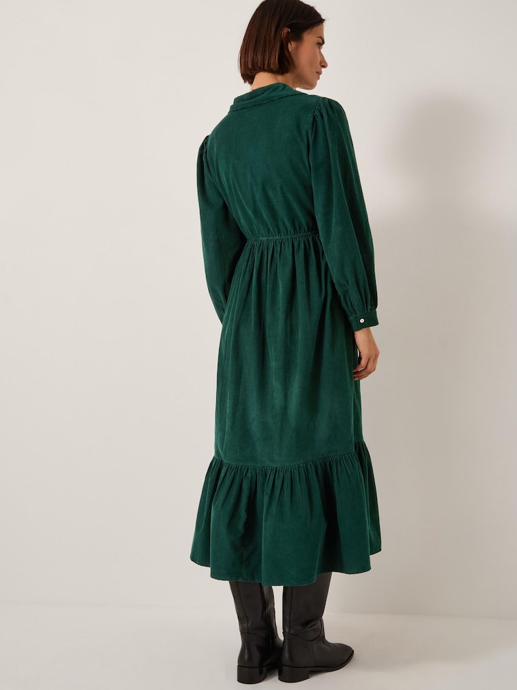 Monsoon Green Adriana Corduroy Midi Shirt Dress - Image 2 of 4