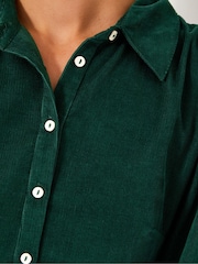 Monsoon Green Adriana Corduroy Midi Shirt Dress - Image 3 of 4