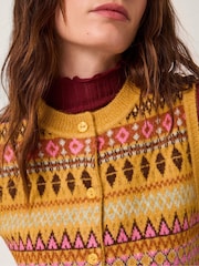 Monsoon Yellow Fleur Fair Isle Pattern Button Knitted Cardigan - Image 3 of 4