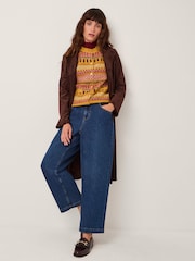 Monsoon Yellow Fleur Fair Isle Pattern Button Knitted Cardigan - Image 4 of 4