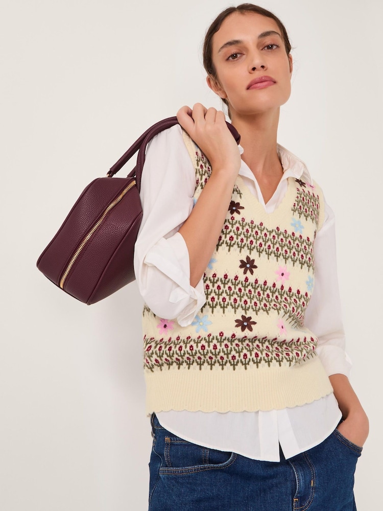 Monsoon Cream Ella Floral Knitted Vest - Image 1 of 5 Monsoon Cream Ella Floral Knitted Vest - Image 1 of 5