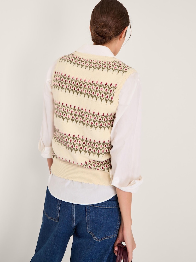 Monsoon Cream Ella Floral Knitted Vest - Image 2 of 5 Monsoon Cream Ella Floral Knitted Vest - Image 2 of 5