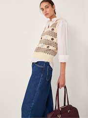 Monsoon Cream Ella Floral Knitted Vest - Image 3 of 5