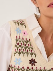 Monsoon Cream Ella Floral Knitted Vest - Image 4 of 5