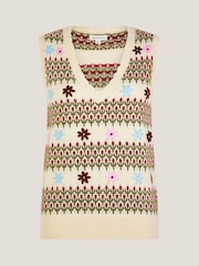 Monsoon Cream Ella Floral Knitted Vest - Image 5 of 5