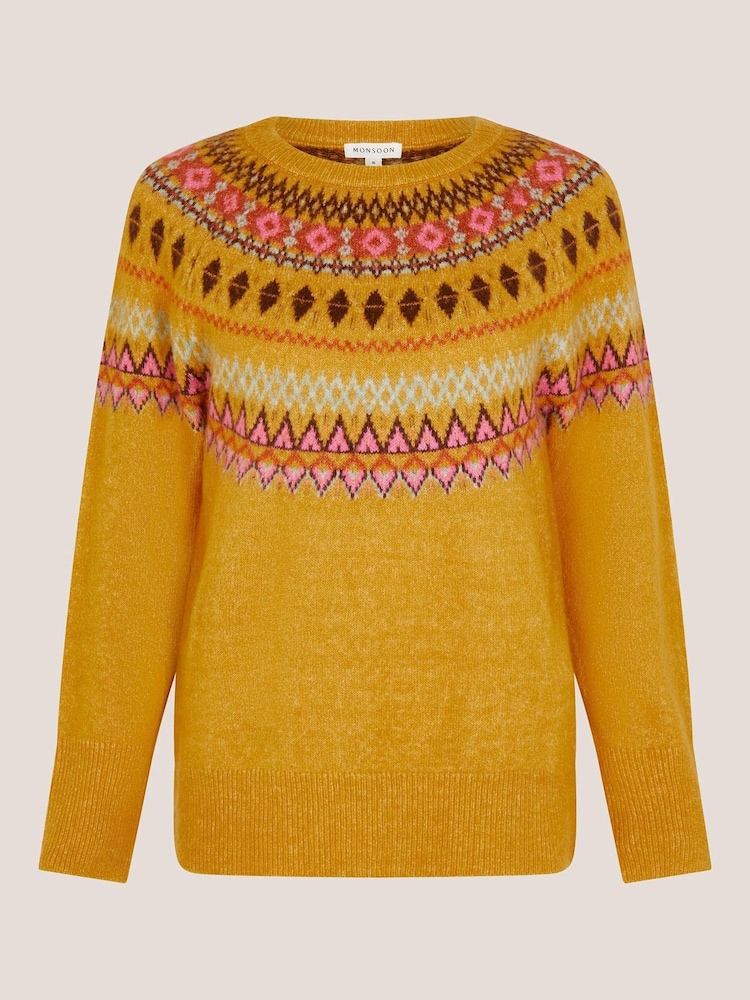 Monsoon Yellow Fran Fair Isle Pattern Jumper - Image 5 of 5