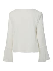 PIECES White Ruffle Bell Sleeve Blouse - Image 2 of 2