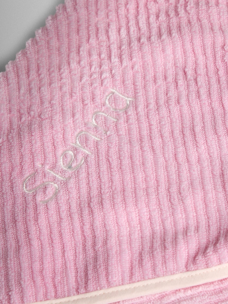 JoJo Maman Bébé Pink Personalised Strawberry Hooded Towel - Image 3 of 3 JoJo Maman Bébé Pink Personalised Strawberry Hooded Towel - Image 3 of 3