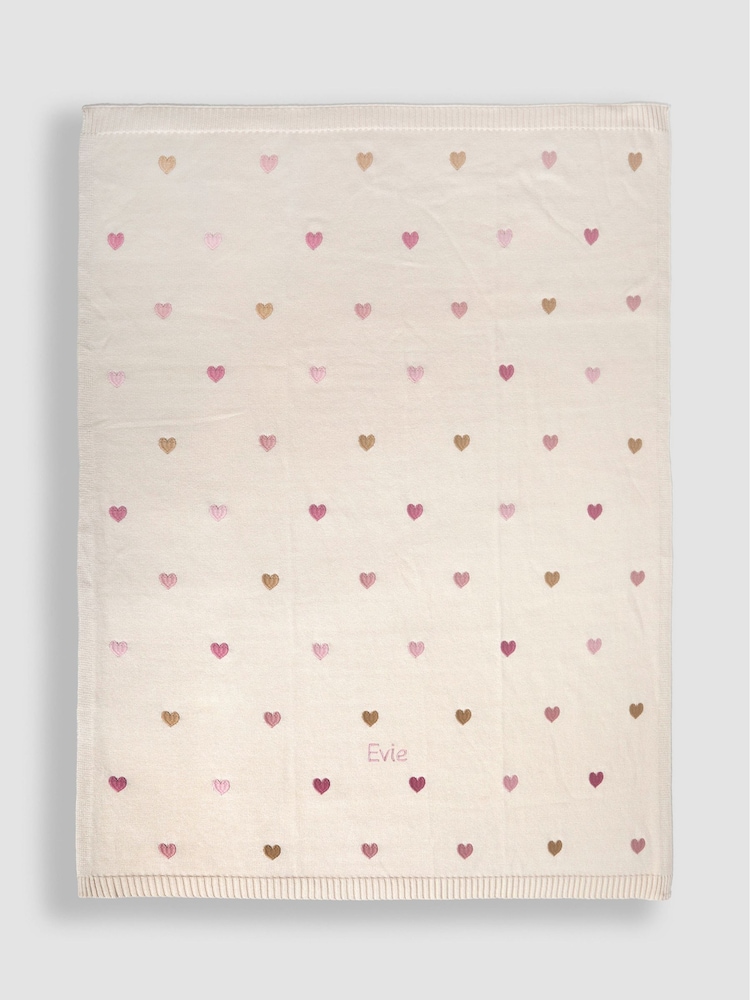 JoJo Maman Bébé Heart Personalised Embroidered Shawl - Image 1 of 2 JoJo Maman Bébé Heart Personalised Embroidered Shawl - Image 1 of 2