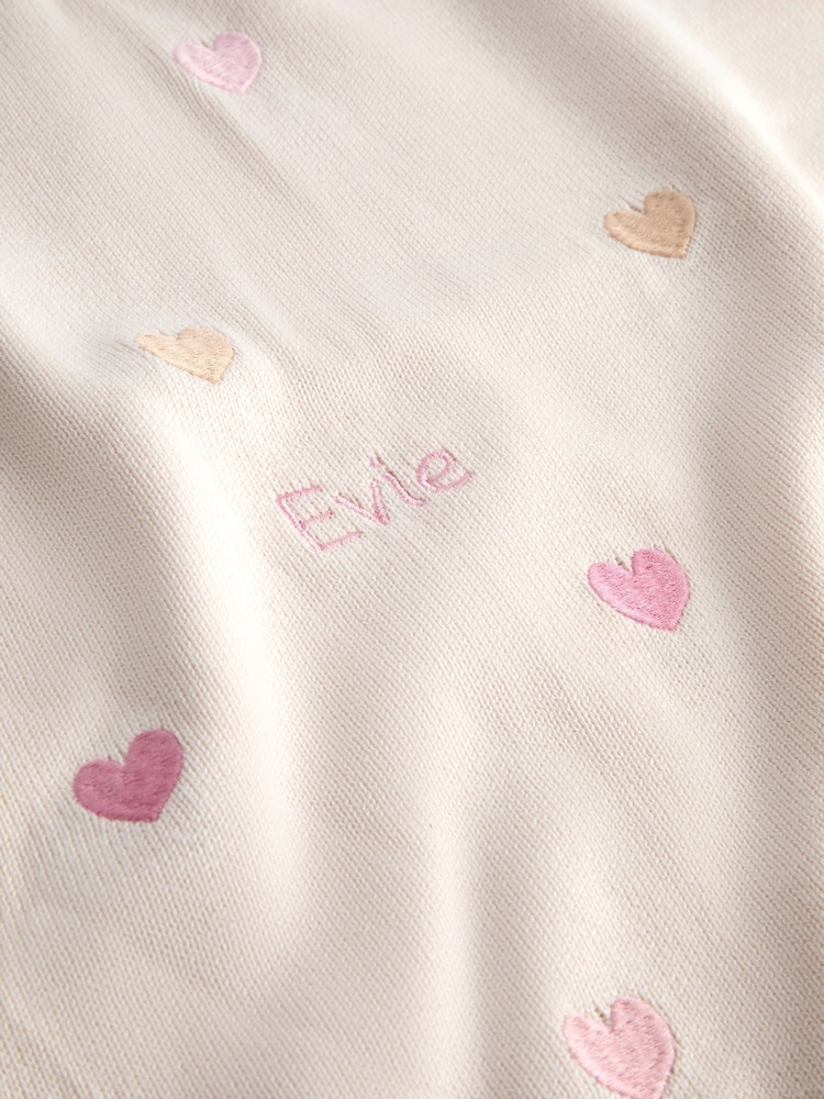 JoJo Maman Bébé Heart Personalised Embroidered Shawl - Image 2 of 2 JoJo Maman Bébé Heart Personalised Embroidered Shawl - Image 2 of 2