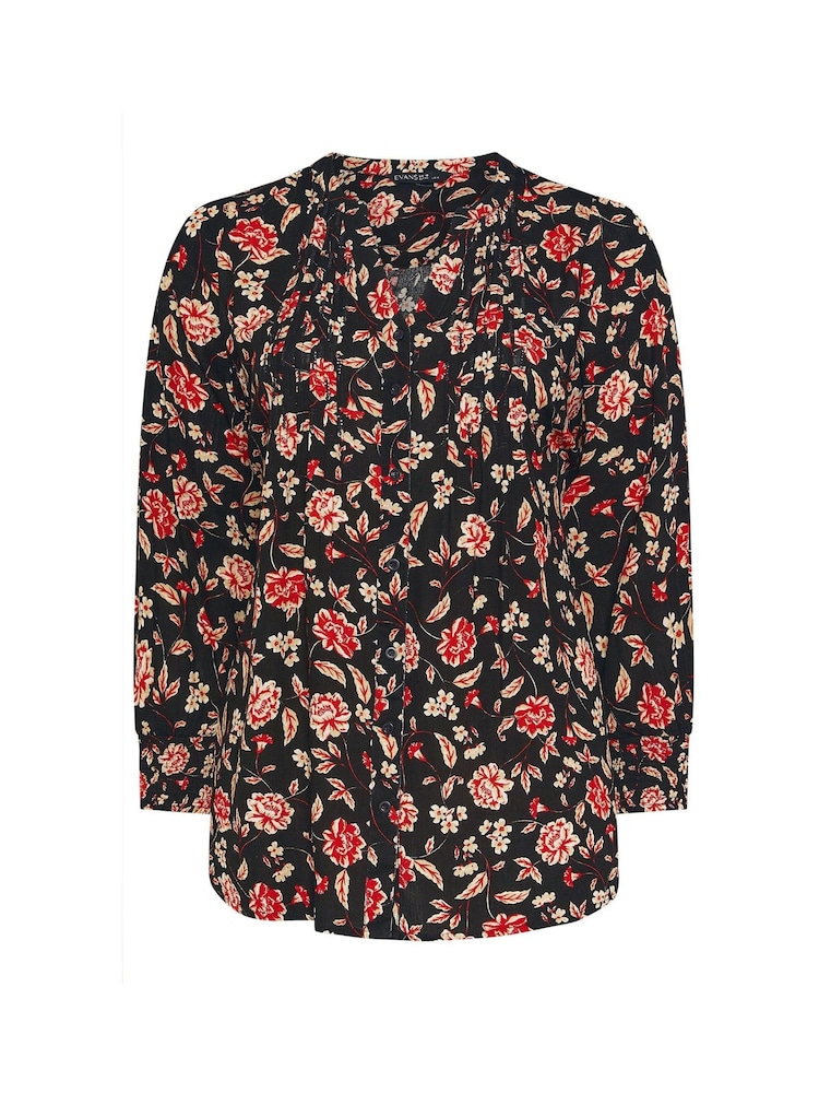 Evans Shirred Cuff Pintuck Black Shirt - Image 5 of 5 Evans Shirred Cuff Pintuck Black Shirt - Image 5 of 5