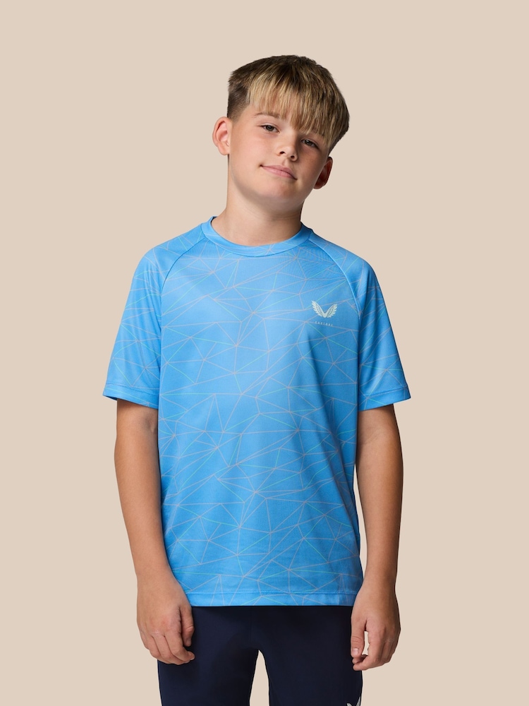Castore Blue AOP Short Sleeve T-Shirt - Image 1 of 9 Castore Blue AOP Short Sleeve T-Shirt - Image 1 of 9