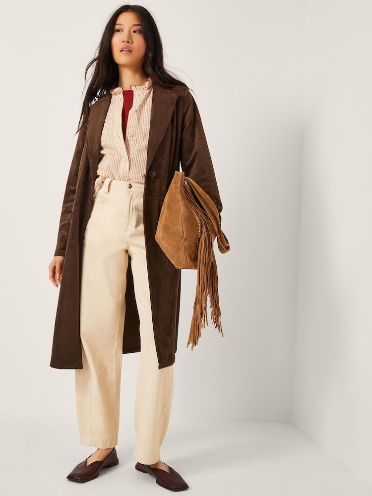 Monsoon Brown Tove Suedette Trench Coat - Image 1 of 5 Monsoon Brown Tove Suedette Trench Coat - Image 1 of 5