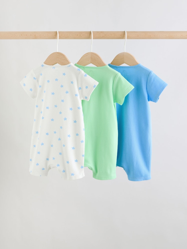 Blue Two Way Zip Baby Rompers 3 Pack (0mths-3yrs) - Image 2 of 12