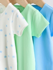 Blue Two Way Zip Baby Rompers 3 Pack (0mths-3yrs) - Image 7 of 12