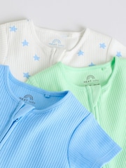 Blue Two Way Zip Baby Rompers 3 Pack (0mths-3yrs) - Image 8 of 12