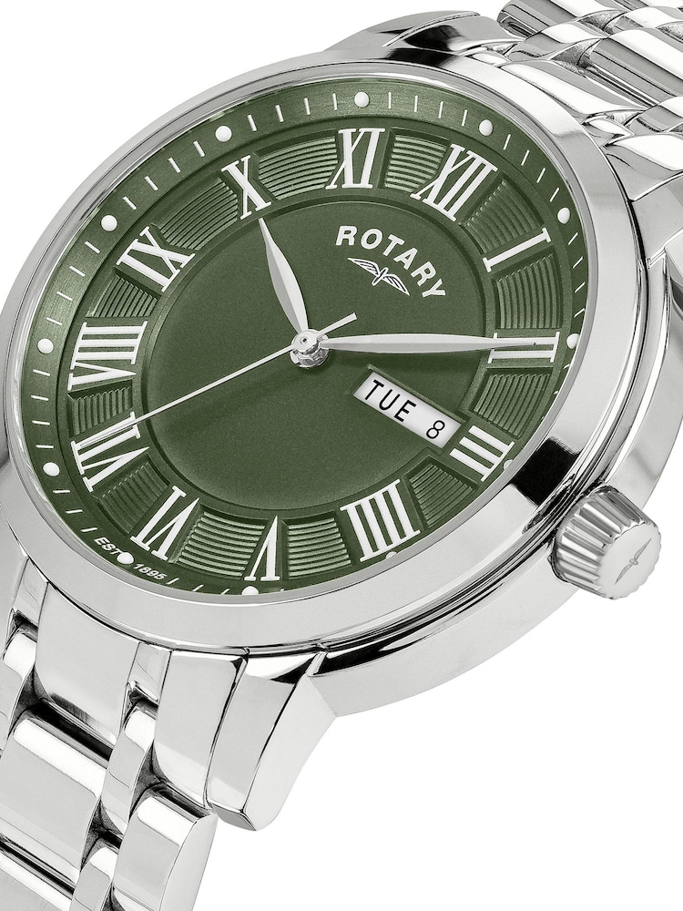 Rotary Silver Tone Heritage Stainless Steel Bracelet Watch - Image 2 of 6