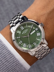 Rotary Silver Tone Heritage Stainless Steel Bracelet Watch - Image 3 of 6