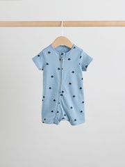 Teal Blue Two Way Zip Baby Rompers 3 Pack (0mths-3yrs) - Image 4 of 10