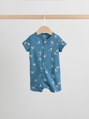 Teal Blue Two Way Zip Baby Rompers 3 Pack (0mths-3yrs) - Image 5 of 10