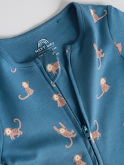 Teal Blue Two Way Zip Baby Rompers 3 Pack (0mths-3yrs) - Image 9 of 10