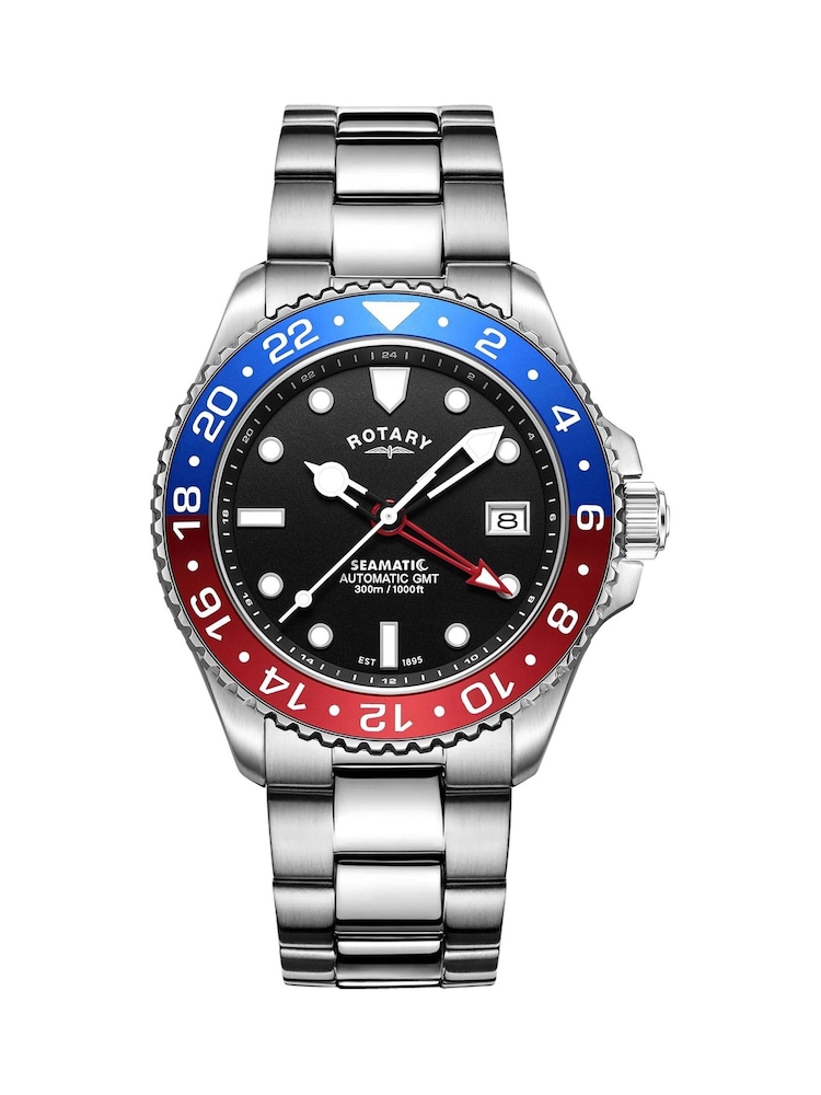 Rotary Blue Seamatic Gmt Stainless Steel Bracelet Watch - Image 1 of 4