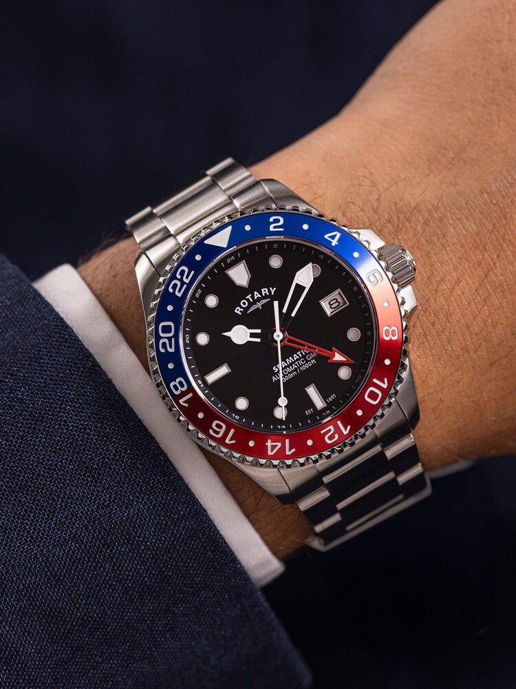 Rotary Blue Seamatic Gmt Stainless Steel Bracelet Watch - Image 2 of 4