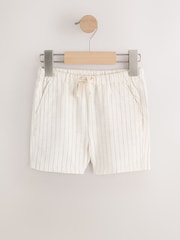 Ecru Stripe Linen Blend Pull On Shorts (3mths-7yrs) - Image 1 of 5