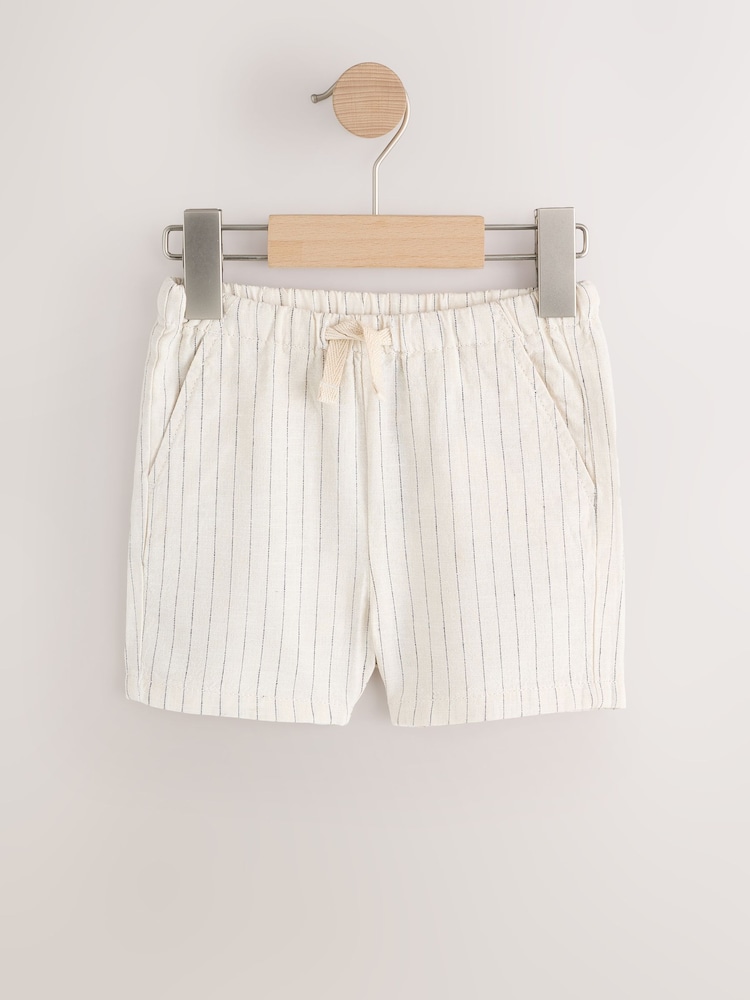 Ecru Stripe Linen Blend Pull On Shorts (3mths-7yrs) - Image 1 of 5