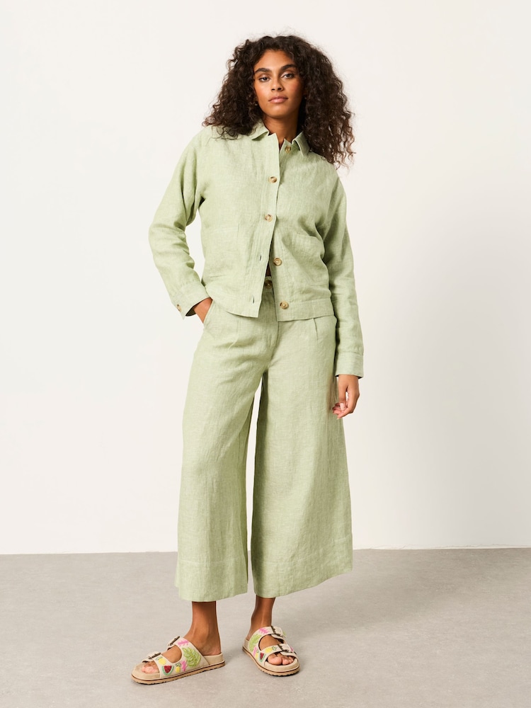 FatFace Darcy Green Linen Jacket - Image 1 of 6