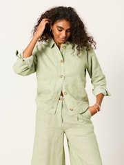 FatFace Darcy Green Linen Jacket - Image 3 of 6