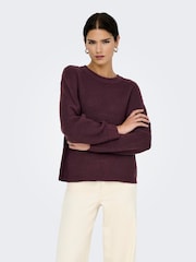 ONLY Purple Long Sleeve Crew Neck Rib Knit Jumper - Image 2 of 6