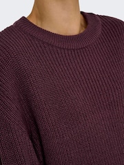 ONLY Purple Long Sleeve Crew Neck Rib Knit Jumper - Image 4 of 6