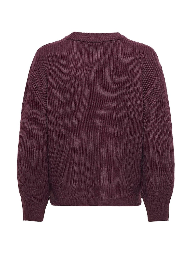 ONLY Purple Long Sleeve Crew Neck Rib Knit Jumper - Image 6 of 6
