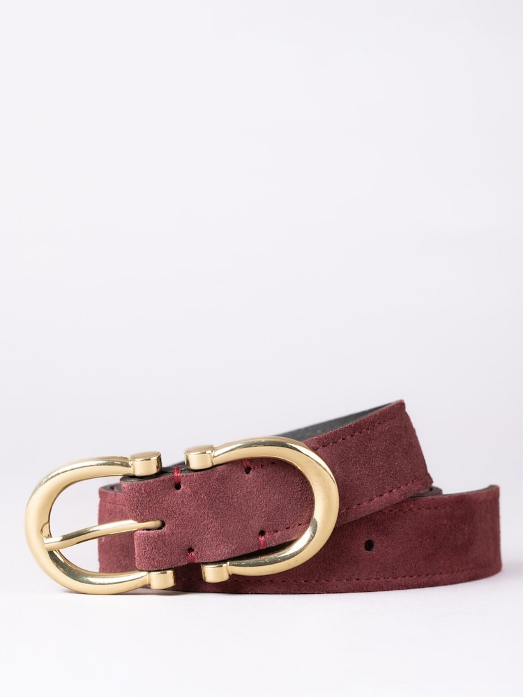 Lakeland Leather Red Bowness Dual Buckle Suede Belt - Image 1 of 3 Lakeland Leather Red Bowness Dual Buckle Suede Belt - Image 1 of 3