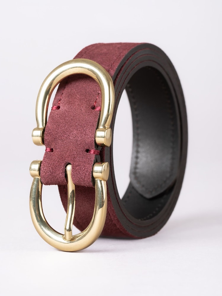 Lakeland Leather Red Bowness Dual Buckle Suede Belt - Image 2 of 3 Lakeland Leather Red Bowness Dual Buckle Suede Belt - Image 2 of 3