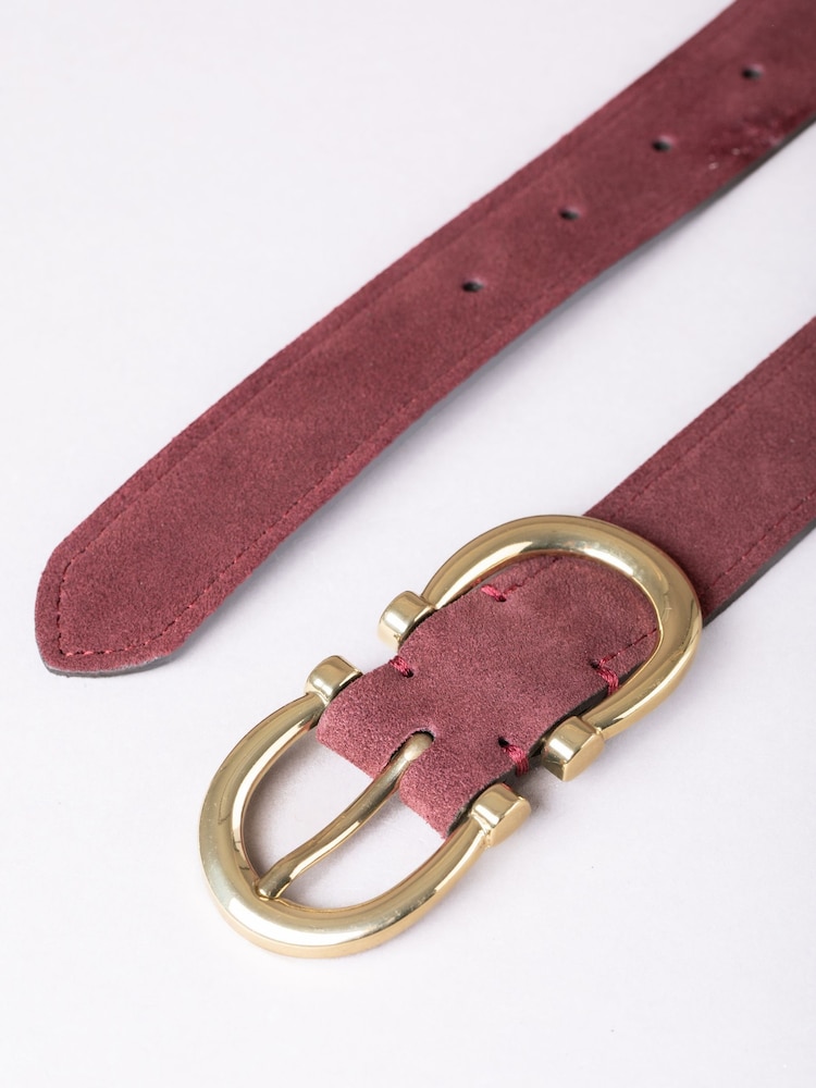 Lakeland Leather Red Bowness Dual Buckle Suede Belt - Image 3 of 3 Lakeland Leather Red Bowness Dual Buckle Suede Belt - Image 3 of 3