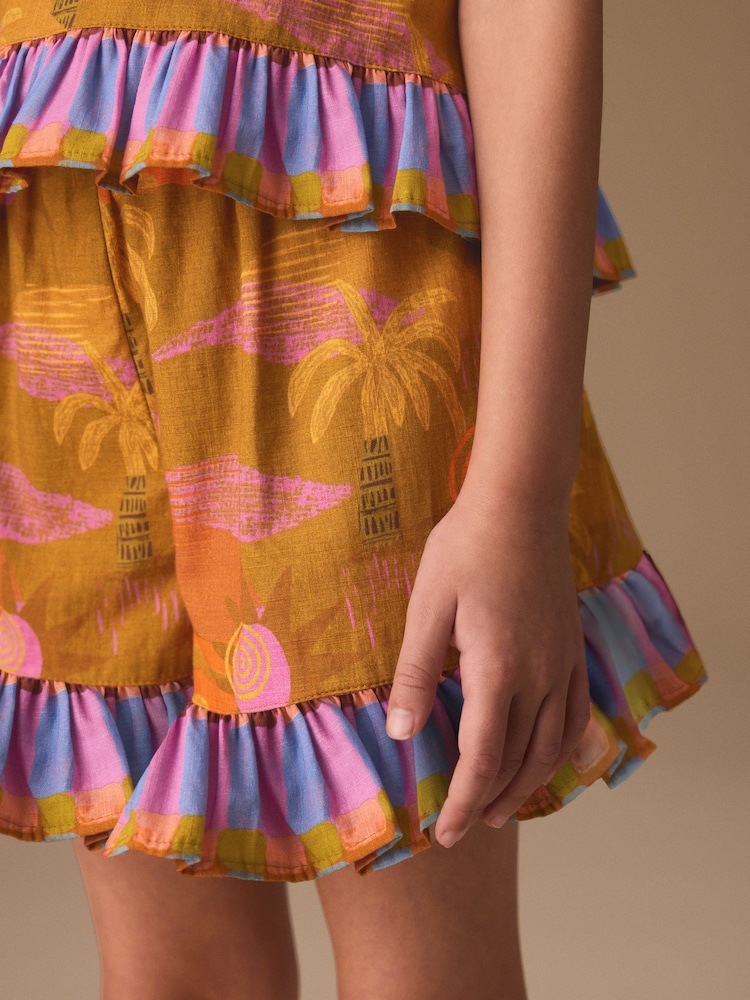 Olive Green Tropical Peplum Blouse and Shorts Set (3-16yrs) - Image 10 of 10