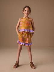 Olive Green Tropical Peplum Blouse and Shorts Set (3-16yrs) - Image 3 of 10