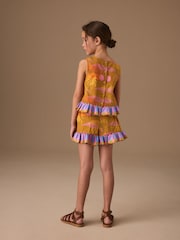 Olive Green Tropical Peplum Blouse and Shorts Set (3-16yrs) - Image 4 of 10