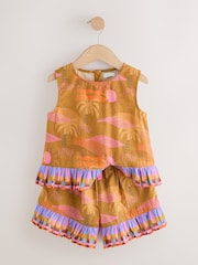 Olive Green Tropical Peplum Blouse and Shorts Set (3-16yrs) - Image 6 of 10