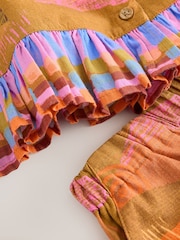 Olive Green Tropical Peplum Blouse and Shorts Set (3-16yrs) - Image 8 of 10