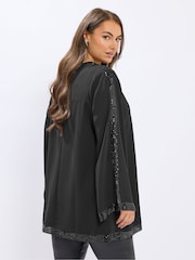 Yours Curve Black Sequin Panel Flare Tunic - Image 3 of 5