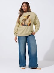Yours Curve Natural Limited Teddy Leopard Sweat Hoodie - Image 2 of 5