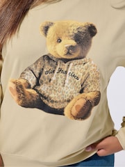 Yours Curve Natural Limited Teddy Leopard Sweat Hoodie - Image 4 of 5