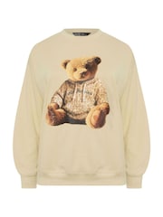 Yours Curve Natural Limited Teddy Leopard Sweat Hoodie - Image 5 of 5