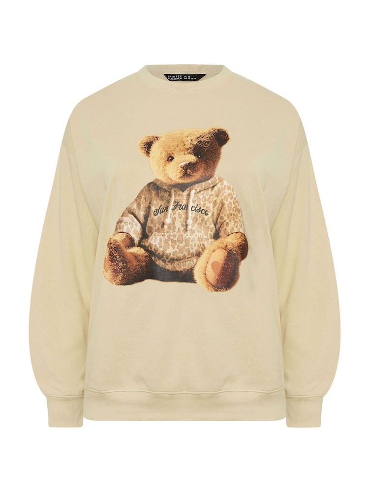 Yours Curve Natural Limited Teddy Leopard Sweat Hoodie - Image 5 of 5 Yours Curve Natural Limited Teddy Leopard Sweat Hoodie - Image 5 of 5