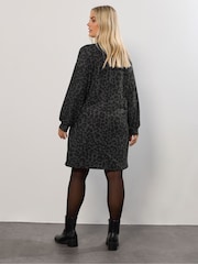 Yours Curve Grey Balloon Sleeve Dress - Image 3 of 5